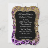 Repetitie Diner Paarse Gouden Luipaard Dierenprint Kaart (Achterkant)