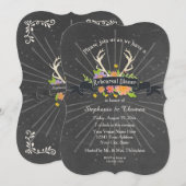 Repetitie Diner Party Antler Wildflower Starburst Kaart (Voorkant / Achterkant)