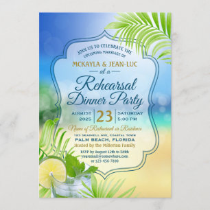 Repetitie Diner Party Strand Bruiloft Mojito Palm Kaart