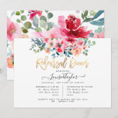 Repetitie Diner Red Ombre Waterverf Rozen Kaart (Voorkant / Achterkant)