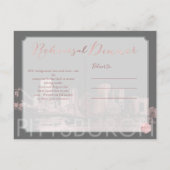 Repetitie Diner Roze Goud Pittsburgh Skyline Aankondigingskaart (Achterkant)