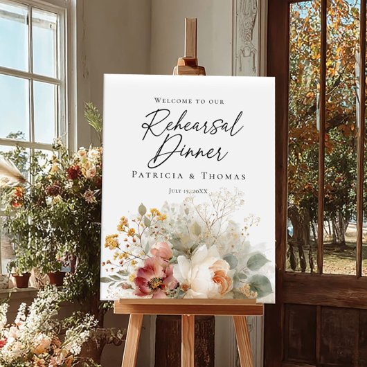 Repetitie Diner rozen en groen welkom Poster