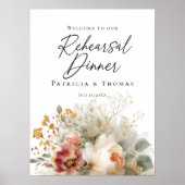Repetitie Diner rozen en groen welkom Poster (Voorkant)