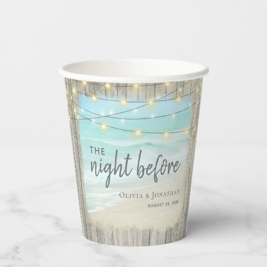 Repetitie Diner Rustiek Strand Wedding Papieren Bekers (Achterkant)