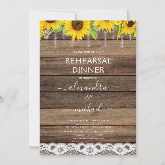 Repetitie Diner Rustieke Zonnebloem Boerderij Kaart (Voorkant)