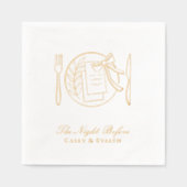 Repetitie Diner Servetten Gold Folie Elegant Bow (Voorkant)