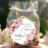 Repetitie diner stoffig roze boho bloem bruiloft ronde sticker