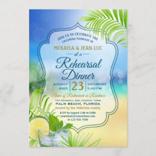 repetitie diner strand bruiloft palmboom bladeren kaart