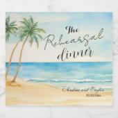 Repetitie Diner Strand en Palm Trees Wedding Sparkling Wijnetiket (Enkel label)