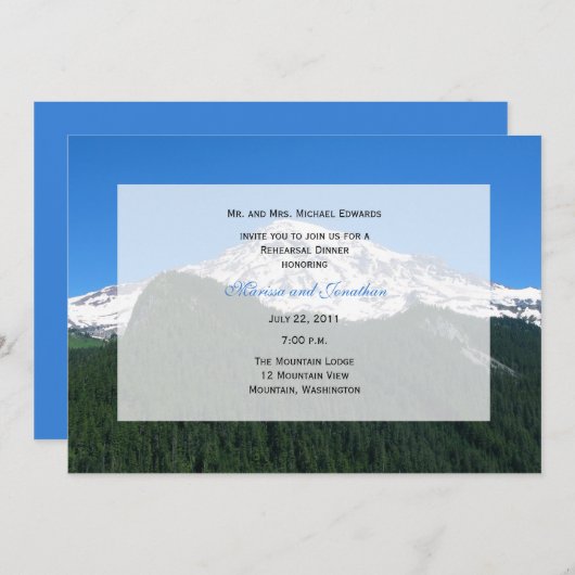 Repetitie diner uitnodiging — Berglandschap (Voorkant / Achterkant)