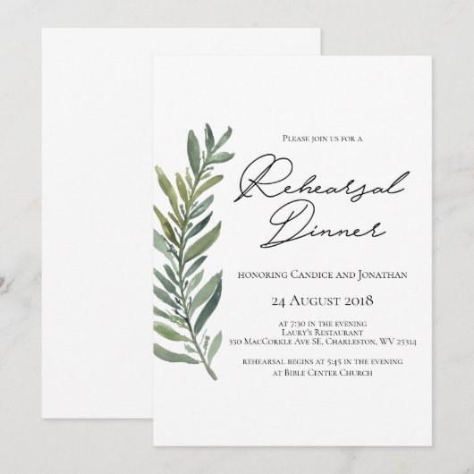 Repetitie Diner Uitnodiging Bijgewerkt (Voorkant / Achterkant)