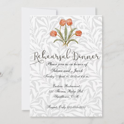 Repetitie Diner Uitnodiging  Bloem (Voorkant)