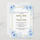 Repetitie Diner Uitnodiging Bloemen Blauw Goud (Voorkant)