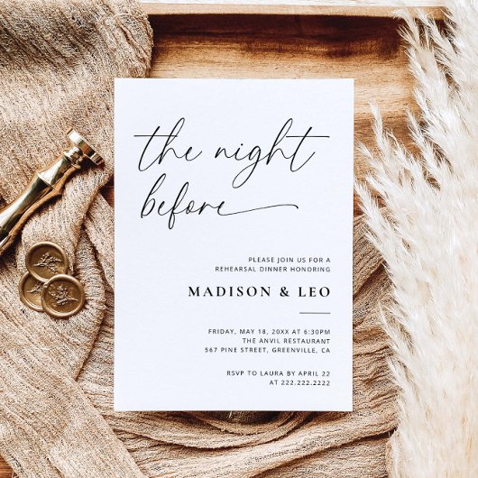Repetitie diner uitnodiging de avond ervoor