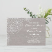 Repetitie Diner Uitnodiging Grijze Burlap & Lace (Staand voorkant)