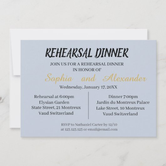 Repetitie diner uitnodiging in cyaan en zwart (Voorkant)