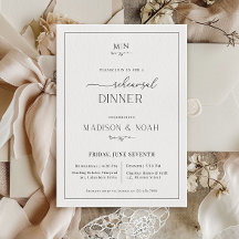 Repetitie Diner Uitnodiging Monogram, Classic Wedd