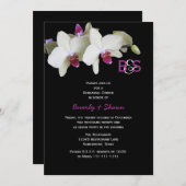 Repetitie diner uitnodiging, Orchideeën en Monogra Kaart (Voorkant / Achterkant)