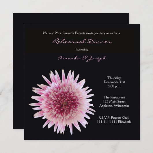 Repetitie diner uitnodiging — Prachtige Gerbera (Voorkant / Achterkant)