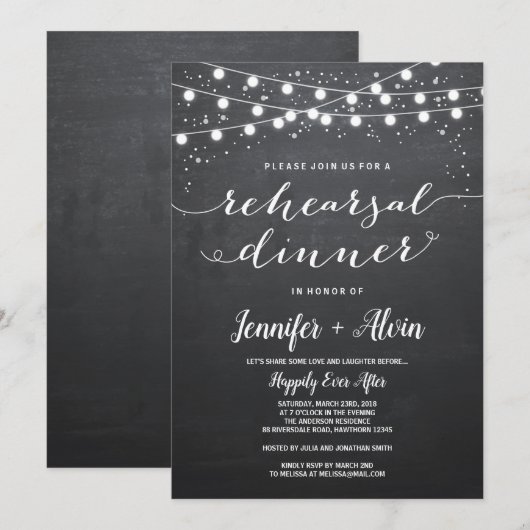 Repetitie Diner Uitnodiging, Tuinlicht Kaart (Voorkant / Achterkant)