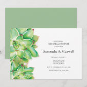 REPETITIE DINER Uitnodiging, Waterverf Succulent Kaart (Voorkant / Achterkant)