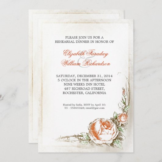 repetitie diner uitnodigingen (Voorkant / Achterkant)