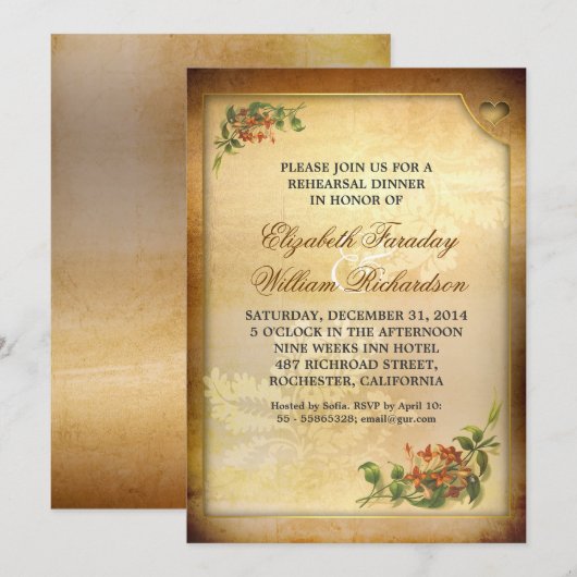  repetitie diner uitnodigingen (Voorkant / Achterkant)