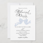 Repetitie diner uitnodigingen | Dusty Blue Bow (Voorkant)