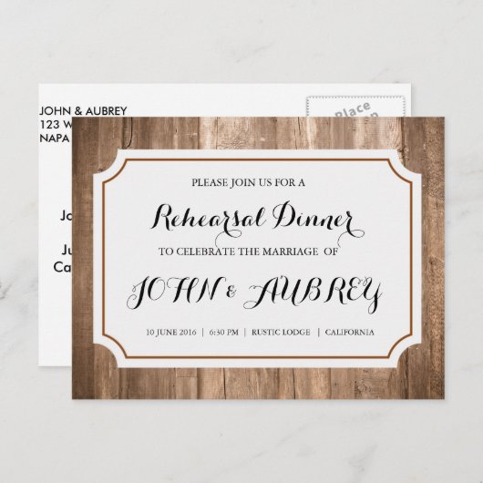 Repetitie Diner voor Rustiek Land Bruiloft Briefkaart (Voorkant / Achterkant)
