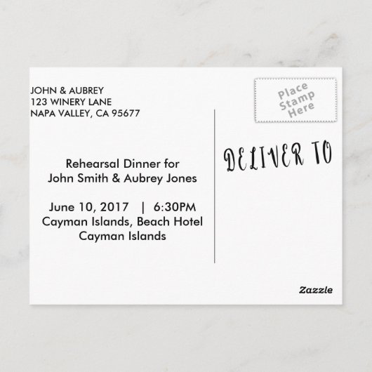 Repetitie Diner voor Rustiek Land Bruiloft Briefkaart (Achterkant)