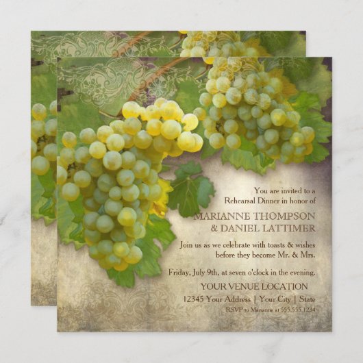 Repetitie Diner Wijn Land Chardonnay Druiven Kaart (Voorkant / Achterkant)