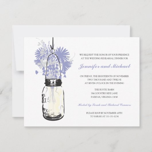 Repetitie Diner - Wild Flowers & Mason Jar Kaart (Voorkant)