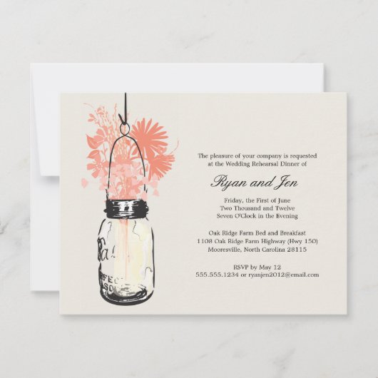 Repetitie Diner - Wild Flowers & Mason Jar Kaart (Voorkant)