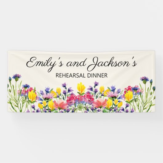 Repetitie Diner Wildflowers Naam Spandoek (Horizontaal)