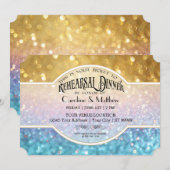 Repetitie Dinne Bokeh Film Ticket Stijl Goud Blauw Kaart (Voorkant / Achterkant)