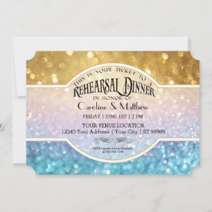 Repetitie Dinne Bokeh Film Ticket Stijl Goud Blauw Kaart