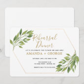 repetitie: Dinner elegant greenery and gold Kaart (Voorkant / Achterkant)