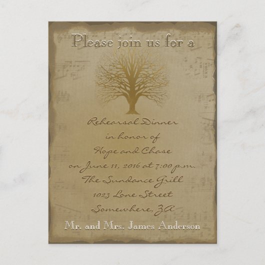 repetitie - Dinner Golden Oak - Boom Uitnodiging Briefkaart (Voorkant)