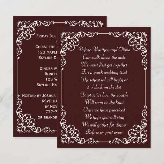 repetitie - Dinner Poem nodigt uit Kaart (Voorkant / Achterkant)