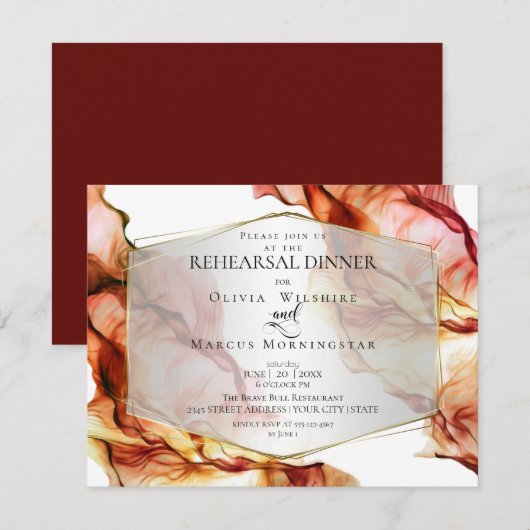 REPETITIE | Fluid Abstract Ink Herfstkleuren Kaart (Voorkant / Achterkant)