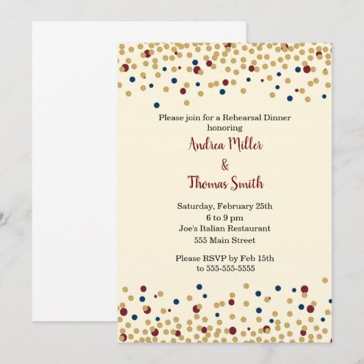 repetitie Innodiging Confetti Gold Blue Red Kaart (Voorkant / Achterkant)