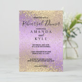 repetitie met Paars en goudglitter Kaart (Staand voorkant)