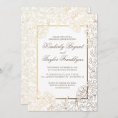 repetitie van gouden en witte Floral Kaart (Voorkant / Achterkant)