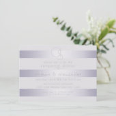 repetitie | Violet Silver Shimmer Stripe Monogram2 Kaart (Staand voorkant)