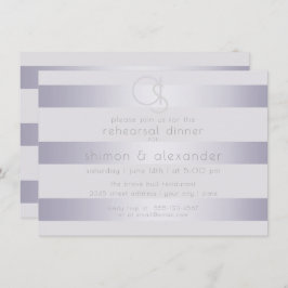 repetitie | Violet Silver Shimmer Stripe Monogram2 Kaart