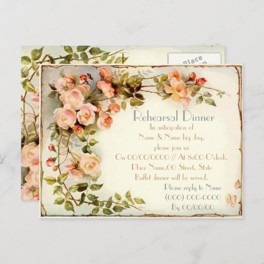 repetitiediner uitnodiging briefkaart (Voorkant / Achterkant)