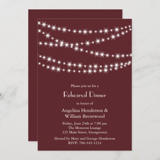 repetitief avondeten - Marsala Twinkle Lights Kaart (Voorkant / Achterkant)