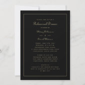 repetitief diner bruiloft Elegant Black & Gold Kaart (Voorkant)