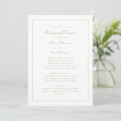 repetitief diner bruiloft Elegant Script Gold Whit Kaart (Staand voorkant)