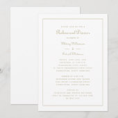 repetitief diner bruiloft Elegant Script Gold Whit Kaart (Voorkant / Achterkant)